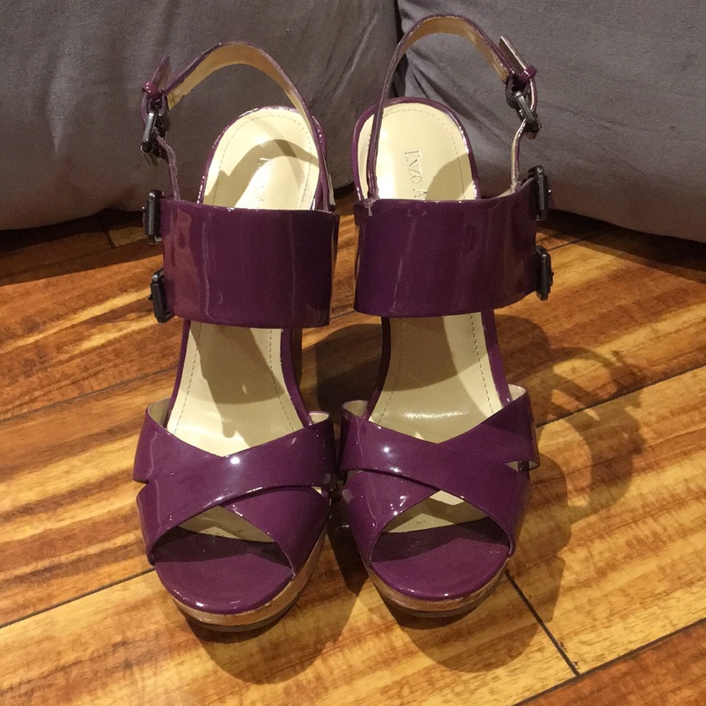 Enzo Angiolini Patent Leather Purple Wedges